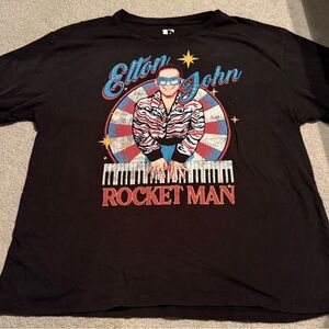 Elton John Rocket Man Black Graphic Tee